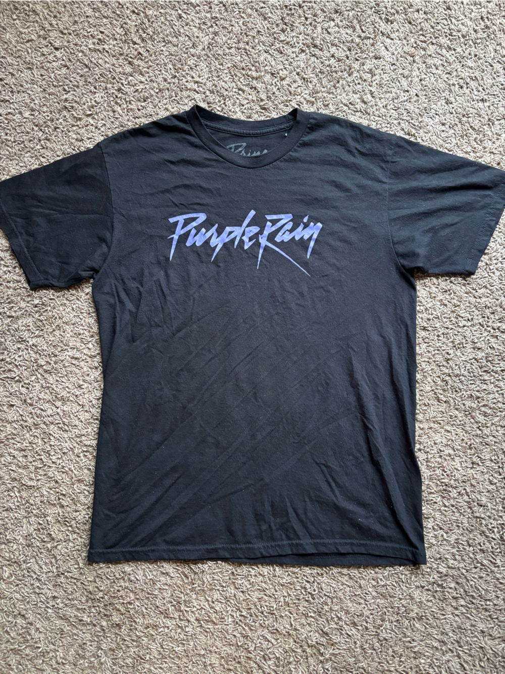 Prince Black Tee with Purple 'Purple Rain' Script